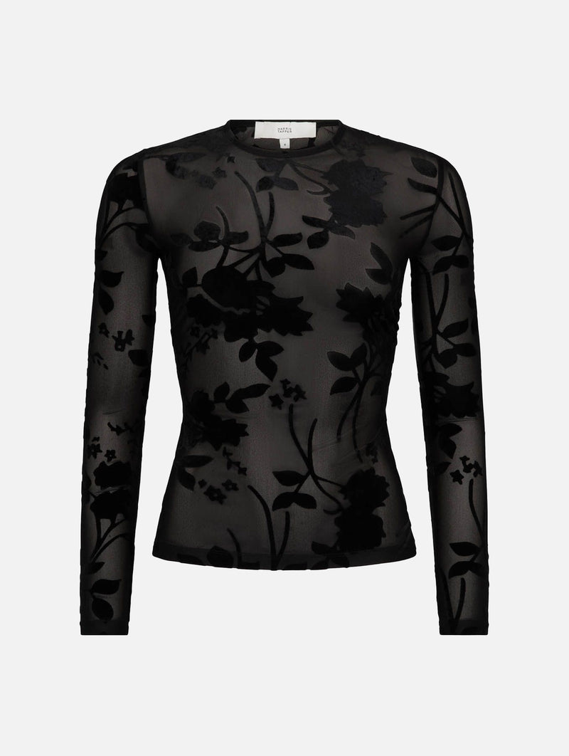 Darvos Top in Black Mesh Velvet