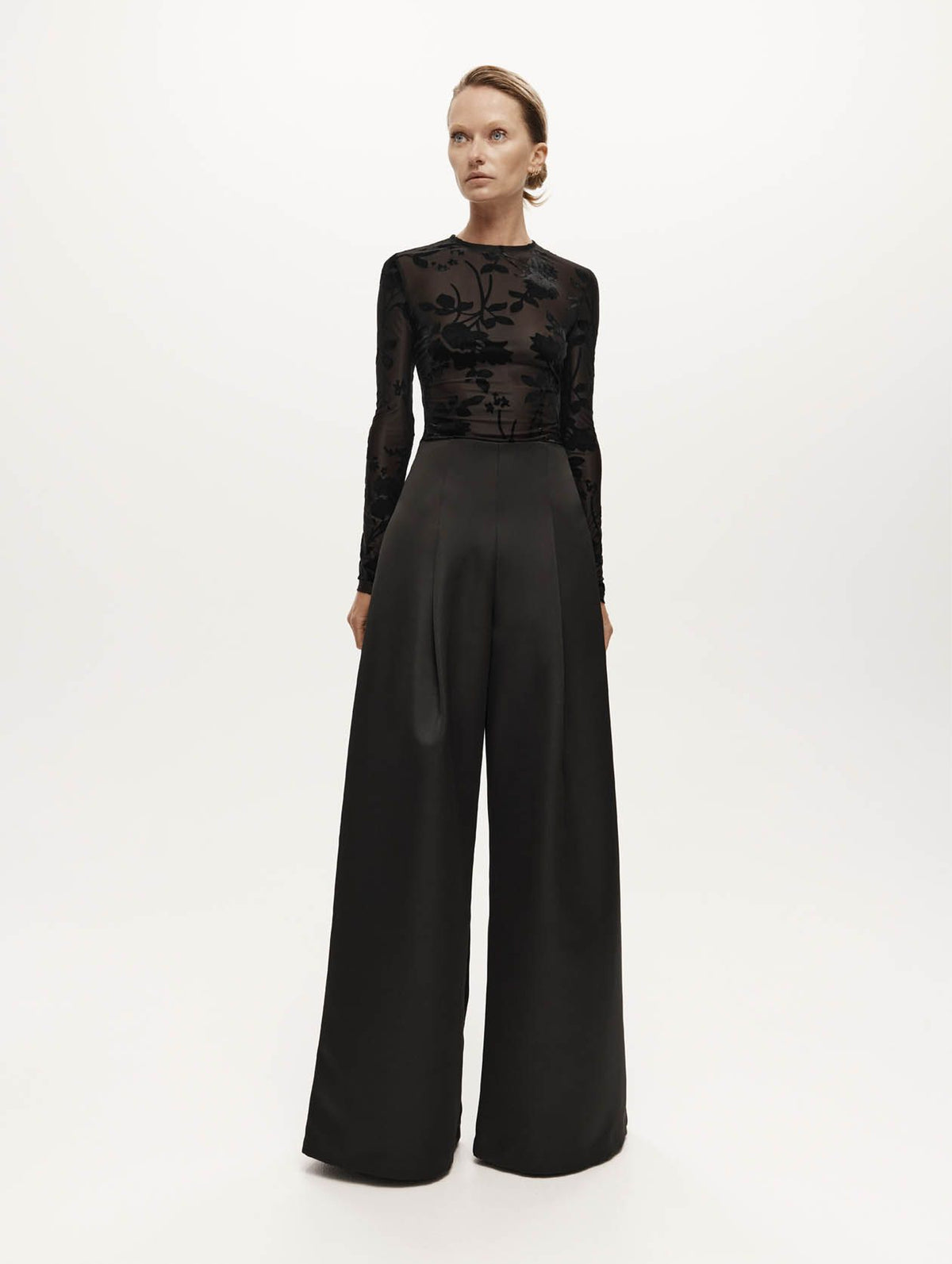 Darvos Top in Black Mesh Velvet