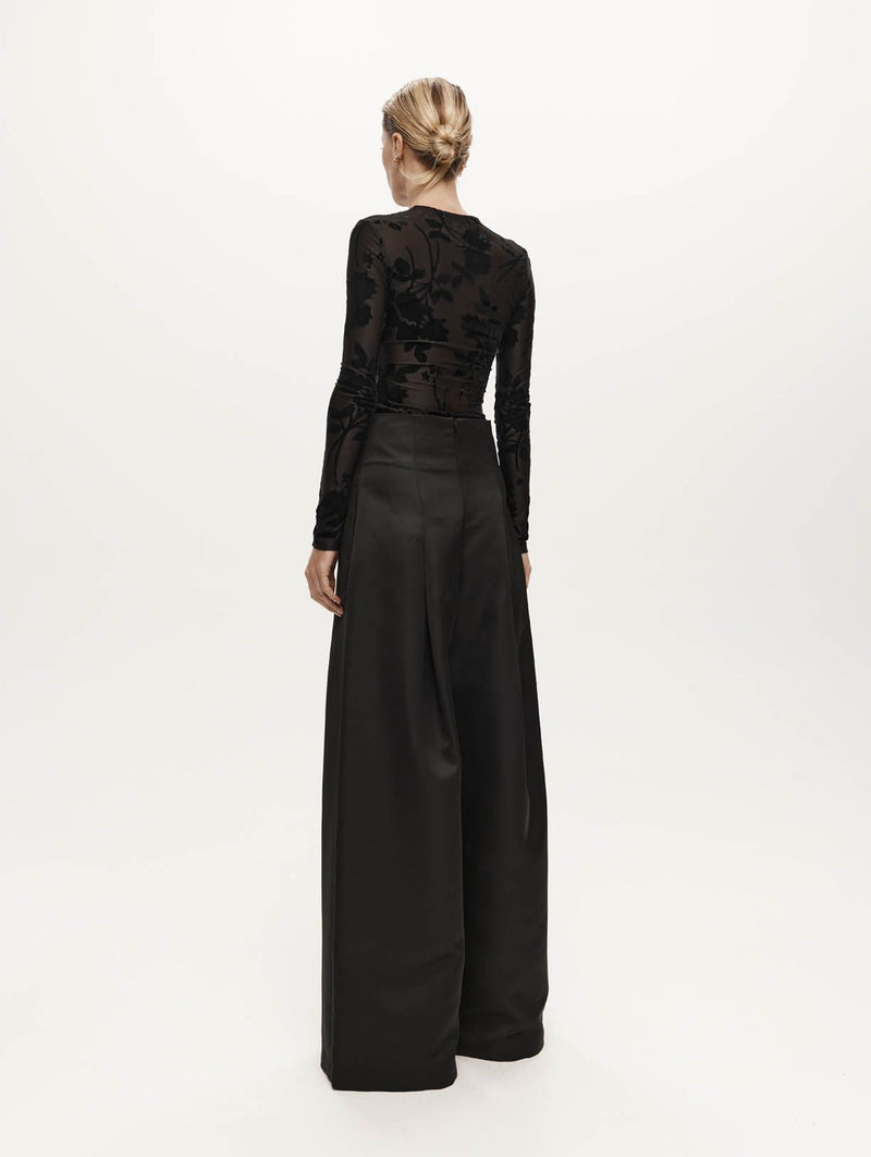 Darvos Top in Black Mesh Velvet