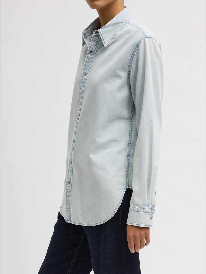 Charlie Men's Slim Denim Shirt in Bleached Denim