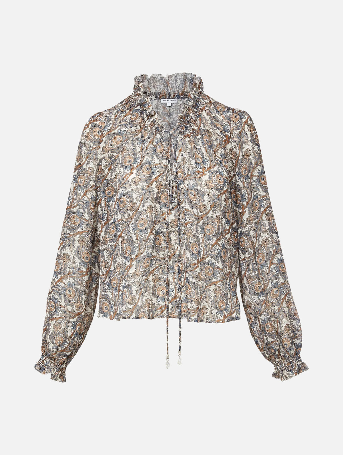 Hickory Silk Blouse in Dove Multi