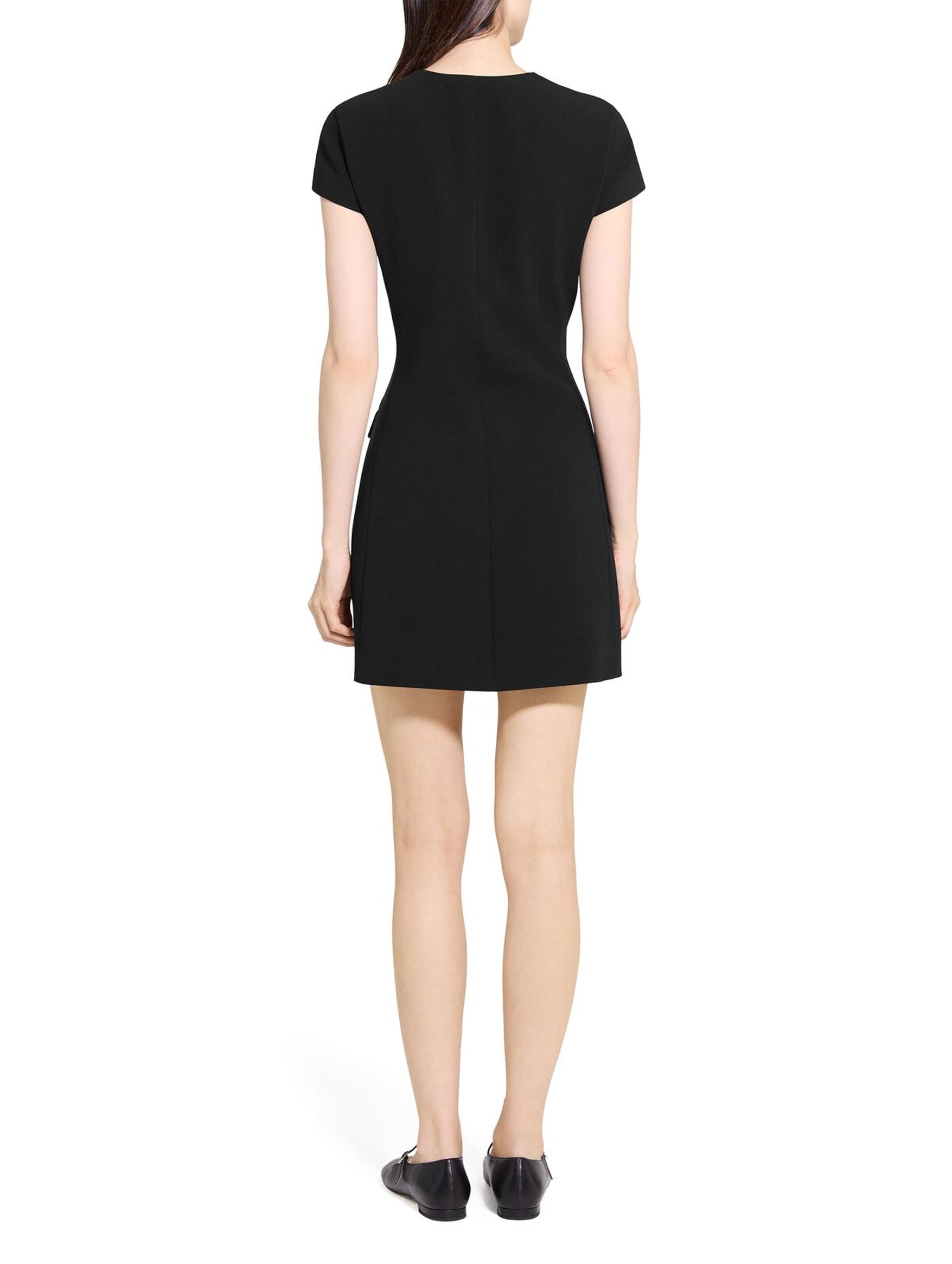 Tailored Zip Front Mini Dress in Black