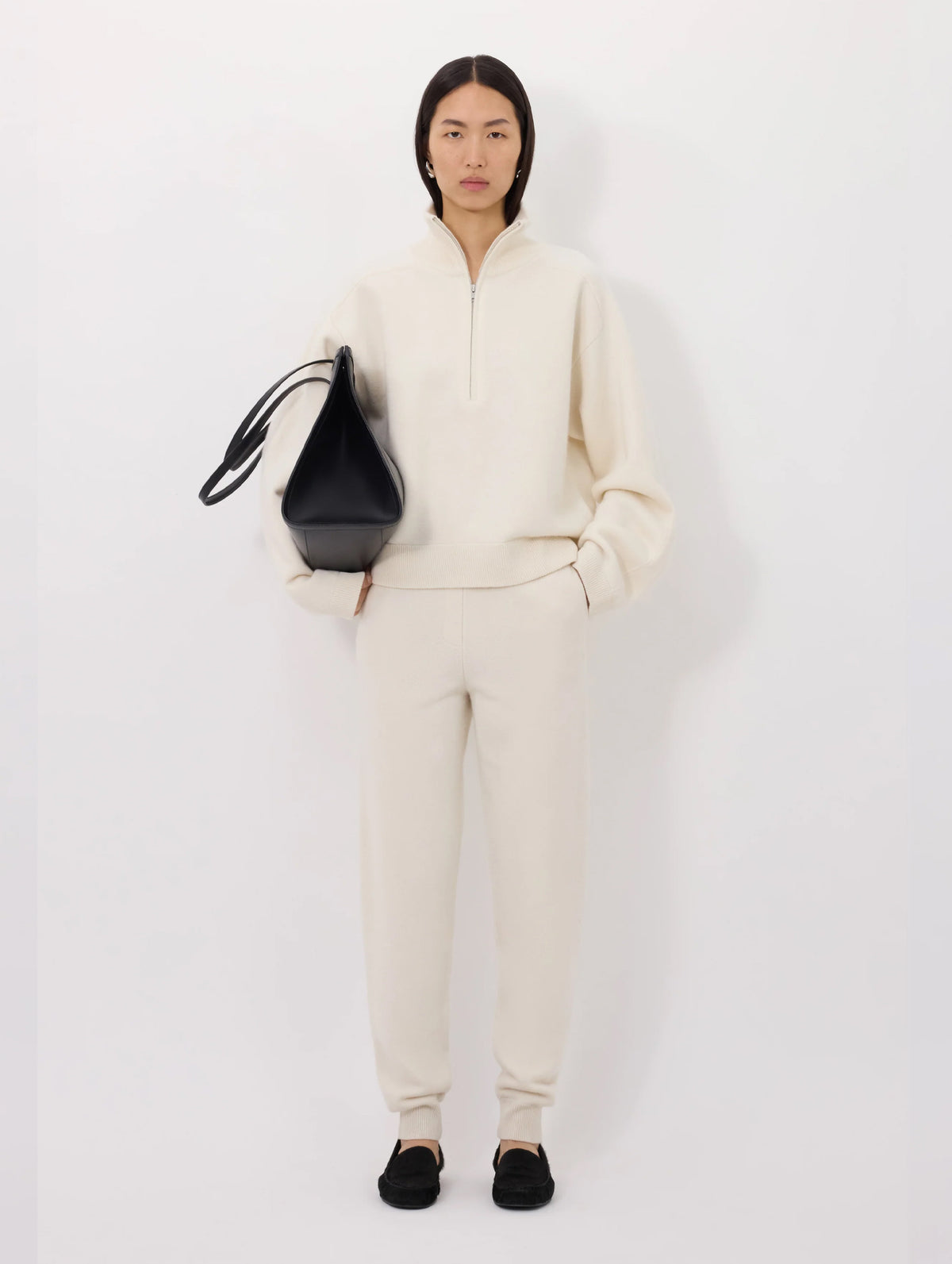 Dries Cashmere Stand Collar Sweater in Ivory