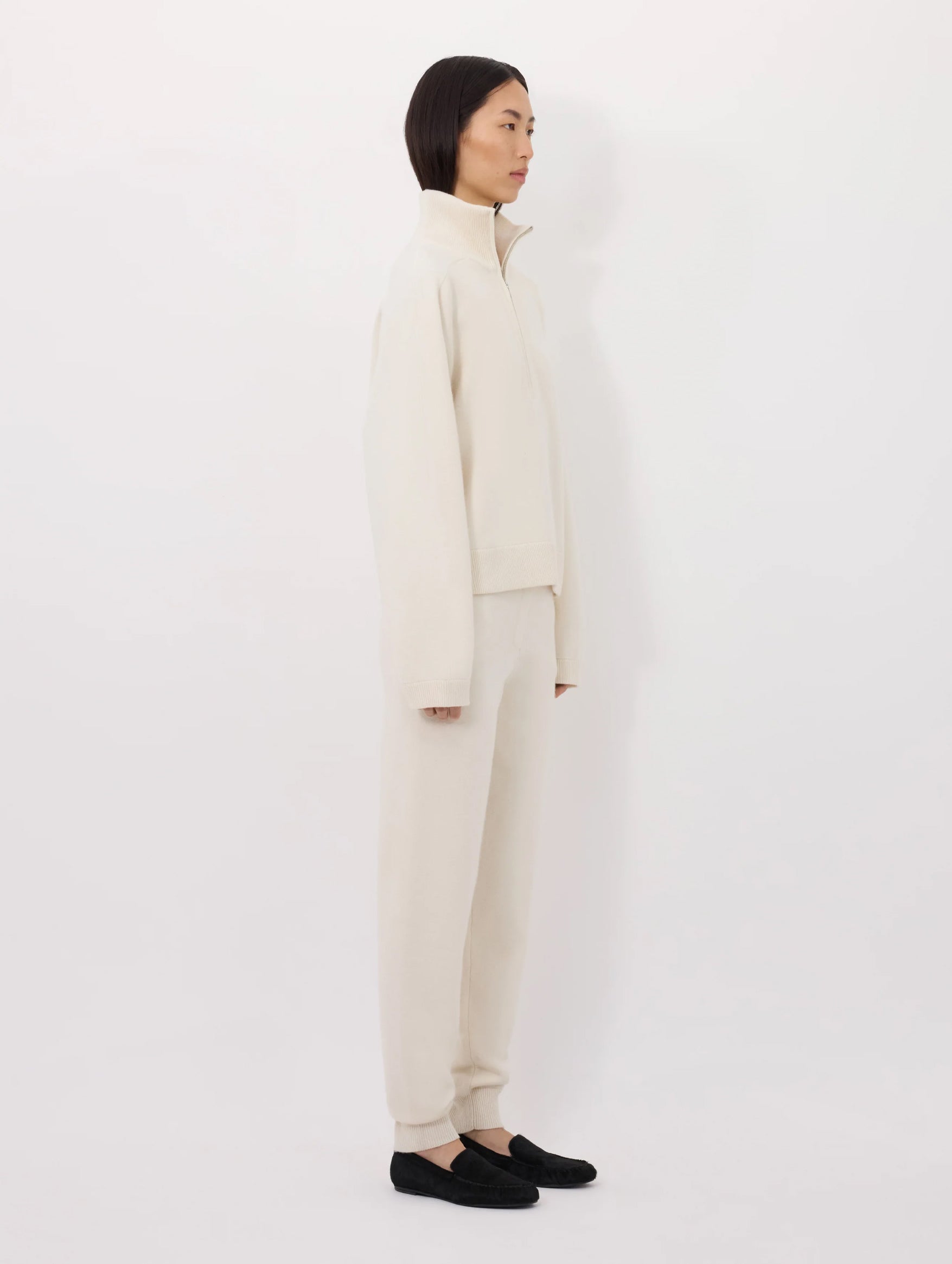 Dries Cashmere Stand Collar Sweater in Ivory