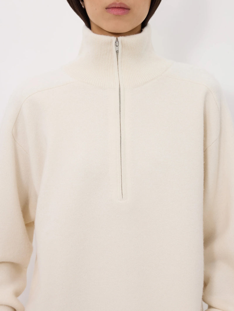 Dries Cashmere Stand Collar Sweater in Ivory