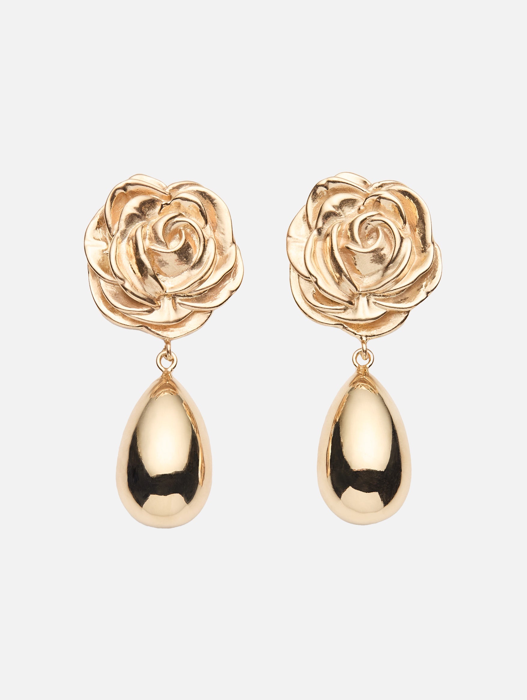 Rose Teardrop Earrings in Gold