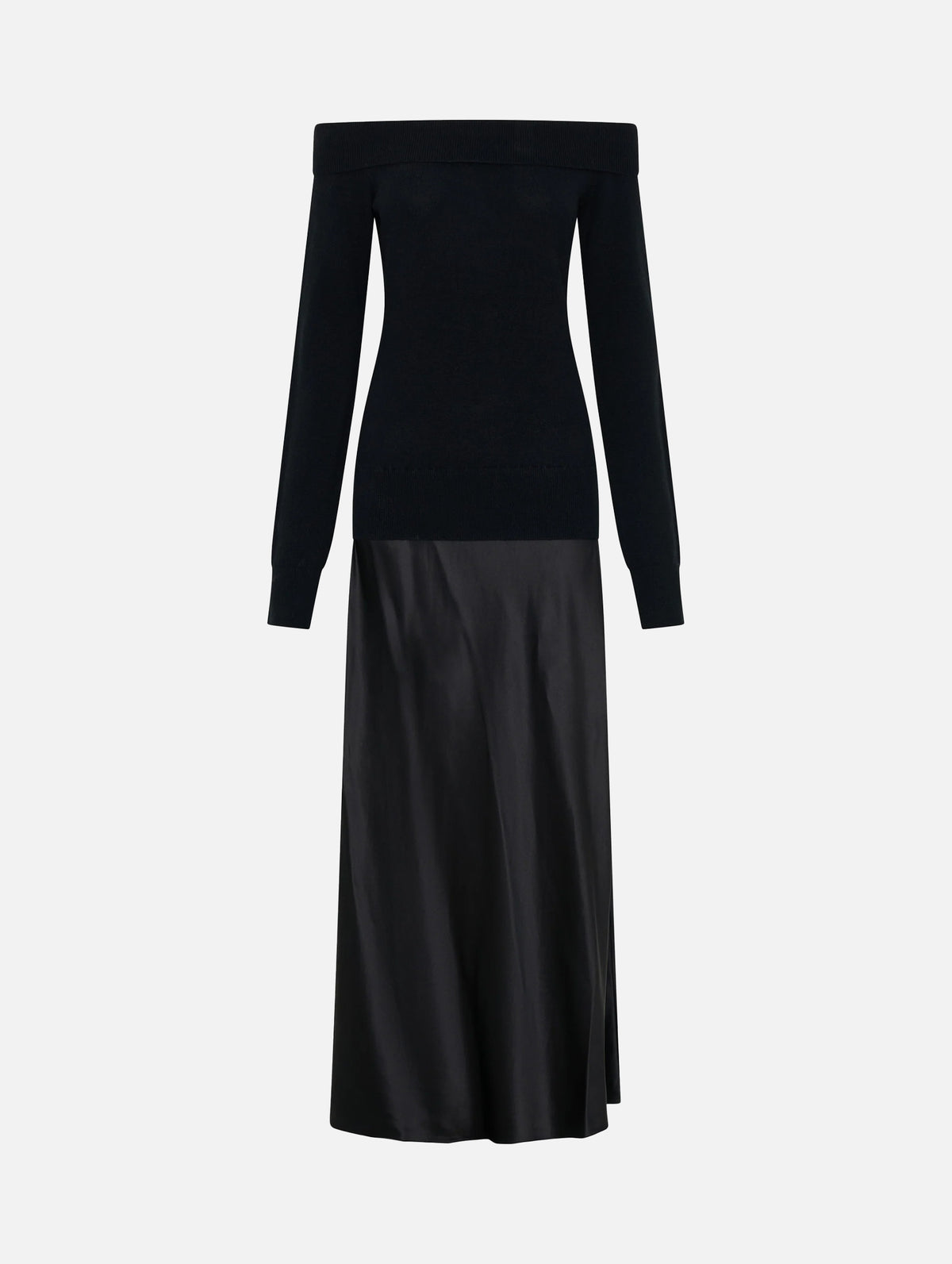 Shoulderless Cashmere Monument Dress in Black