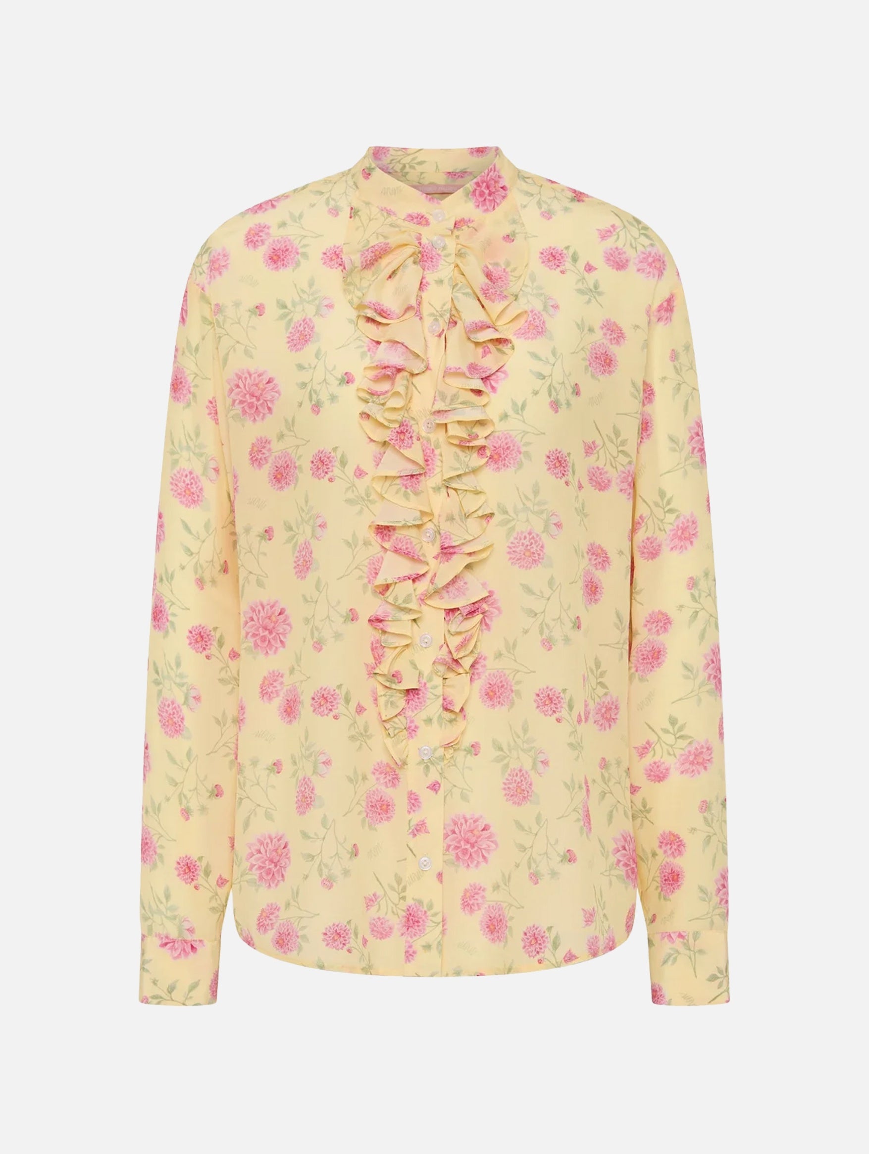 For The Frill Of It Shirt in Strawberry Dahlia Butter Yellow