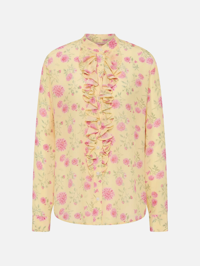 For The Frill Of It Shirt in Strawberry Dahlia Butter Yellow
