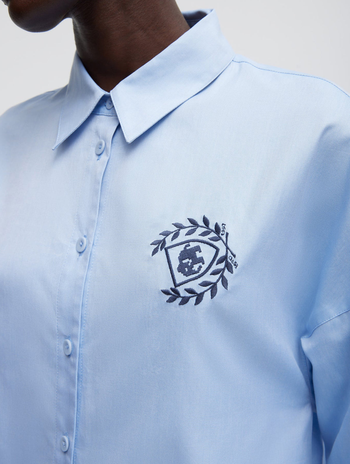 Oxford Crest Gabe Oversized Shirt in Light Blue