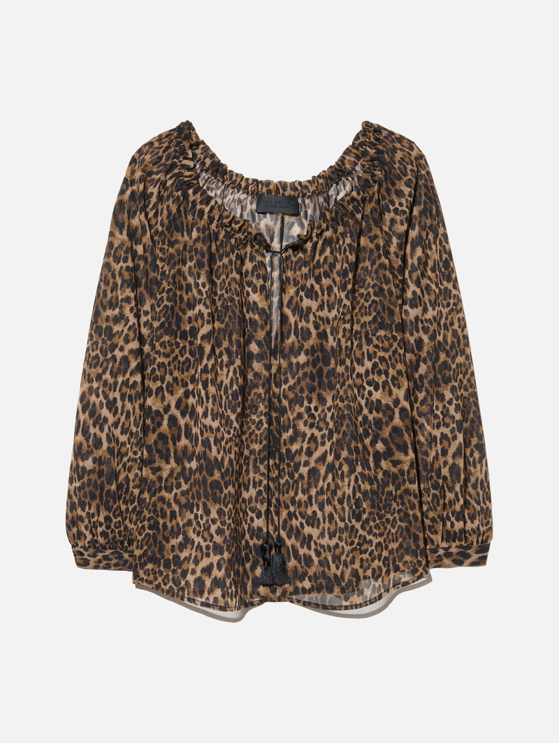 Carley Silk Blouse in Vintage Leopard