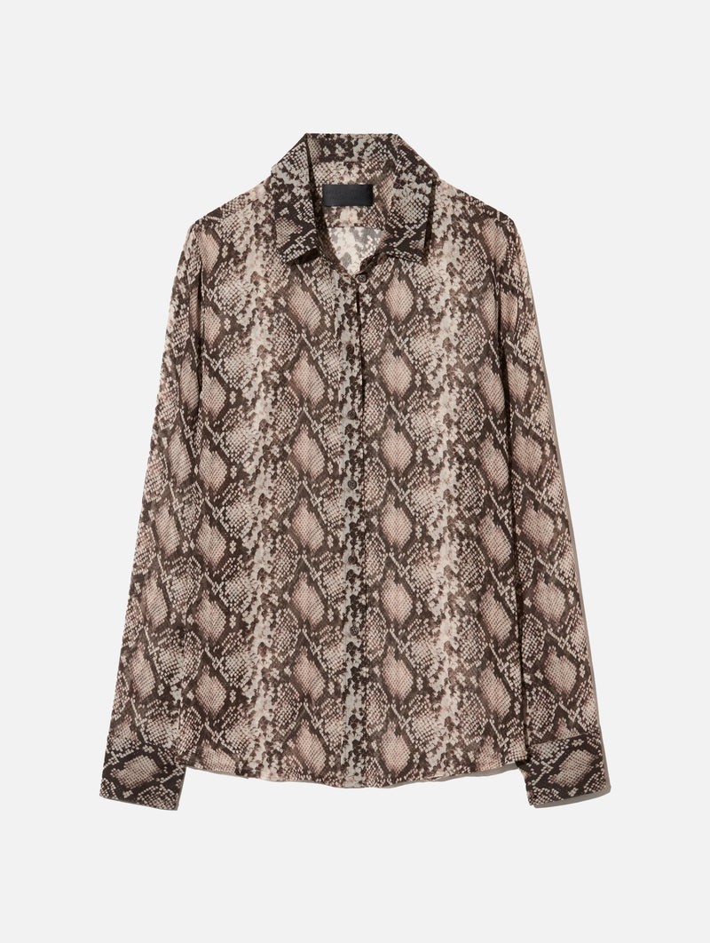 Gaia Slim Shirt in Brown Snake Print
