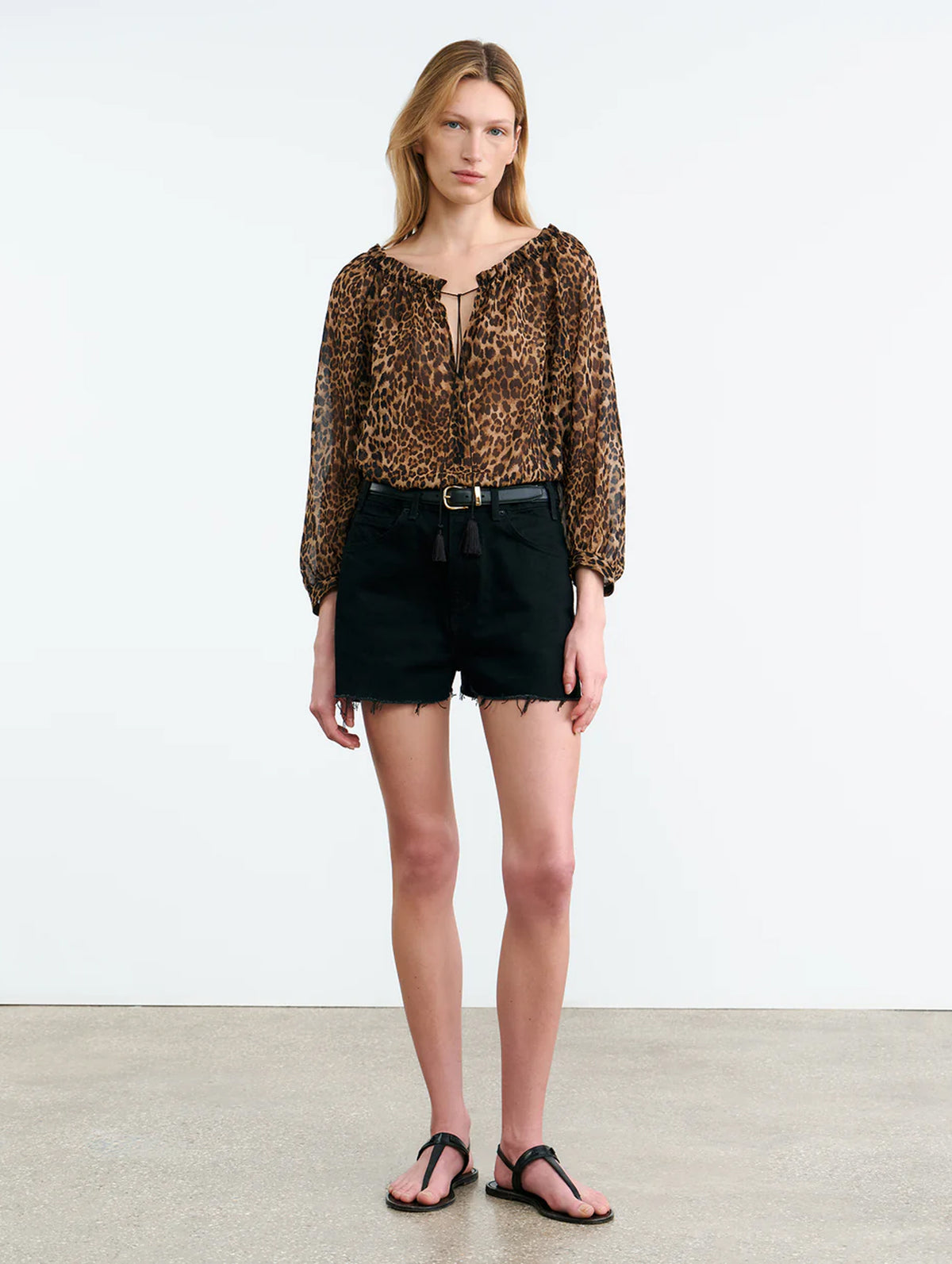 Carley Silk Blouse in Vintage Leopard