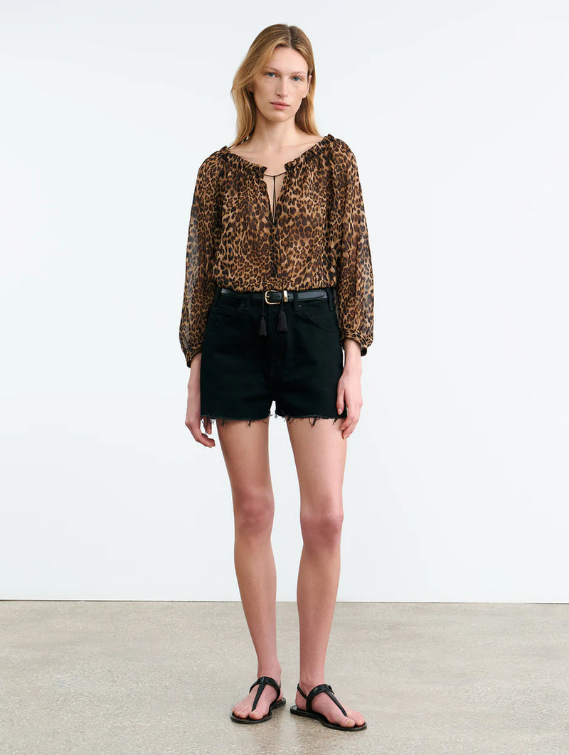Carley Silk Blouse in Vintage Leopard