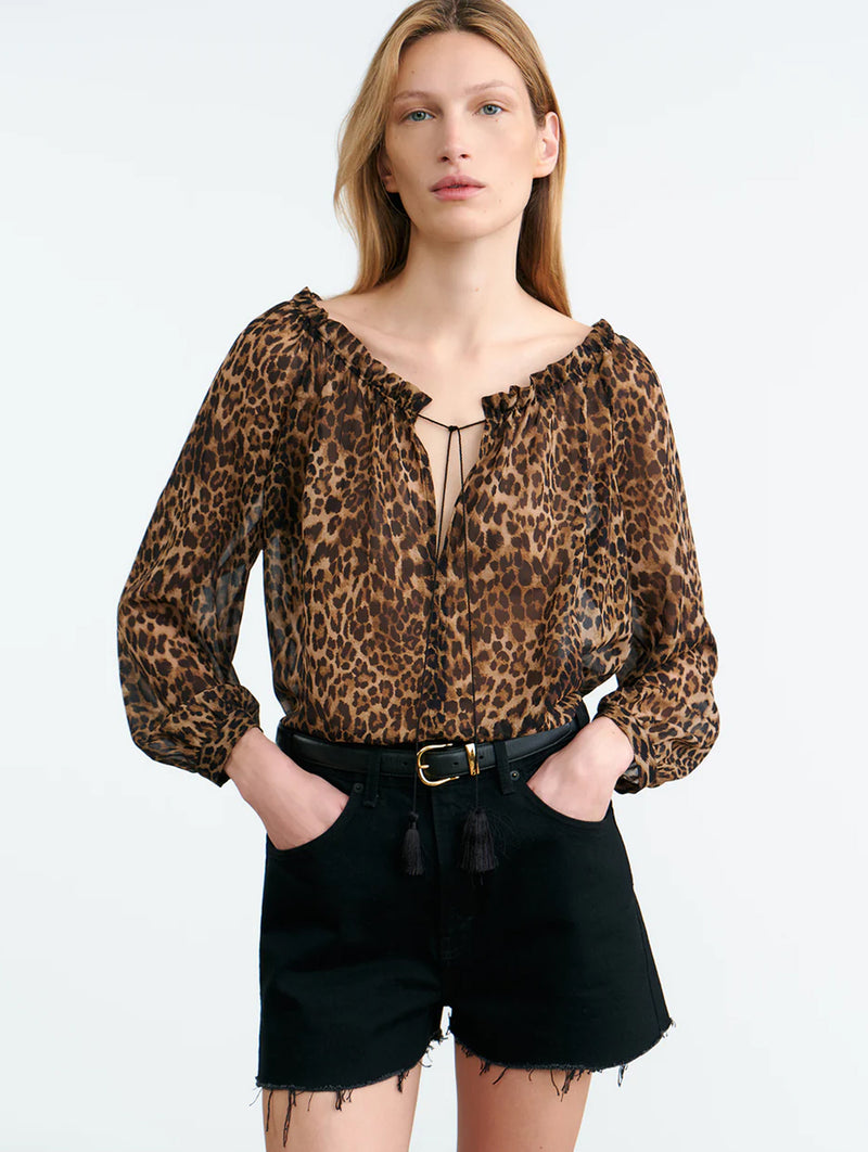 Carley Silk Blouse in Vintage Leopard
