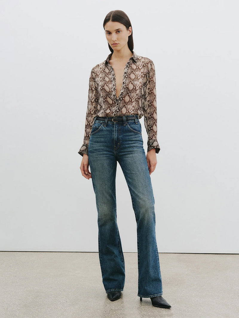 Gaia Slim Shirt in Brown Snake Print