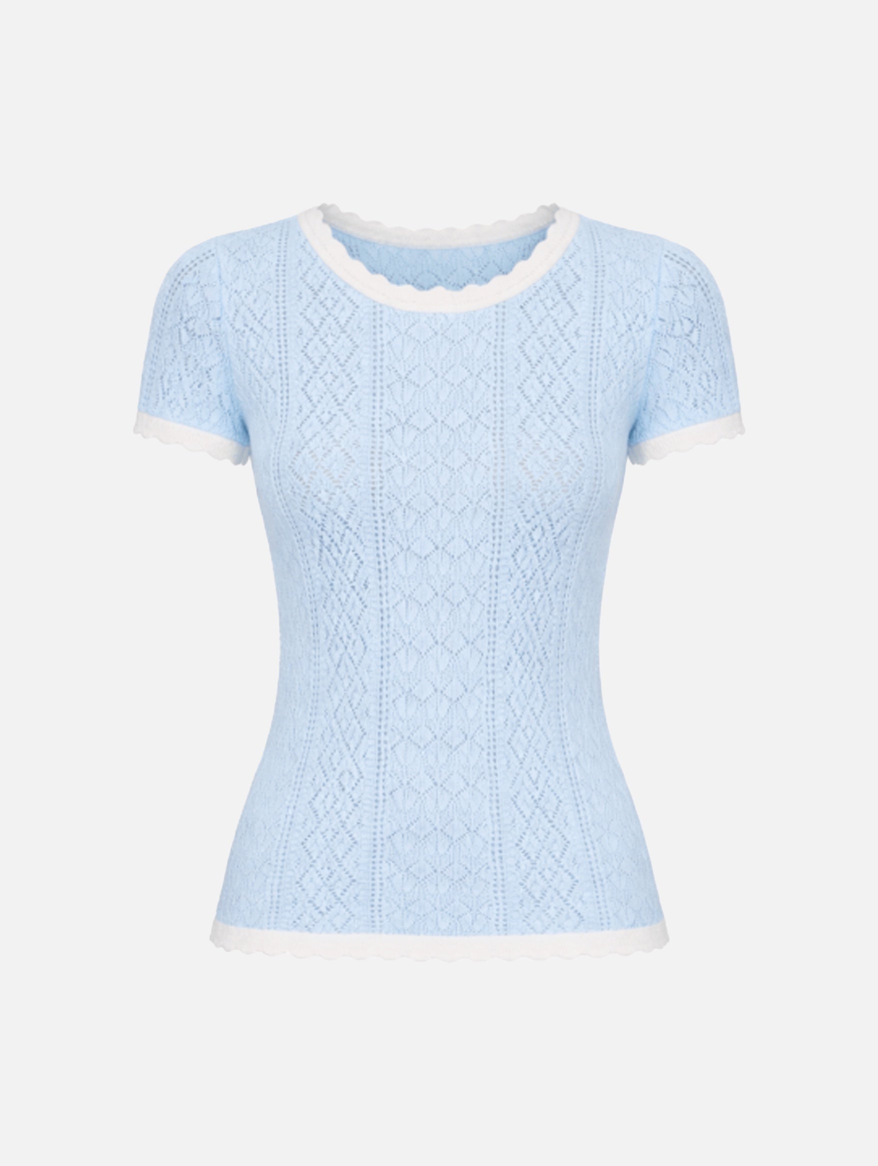 Georgia Knit Short Sleeve Sweater Top in Blue