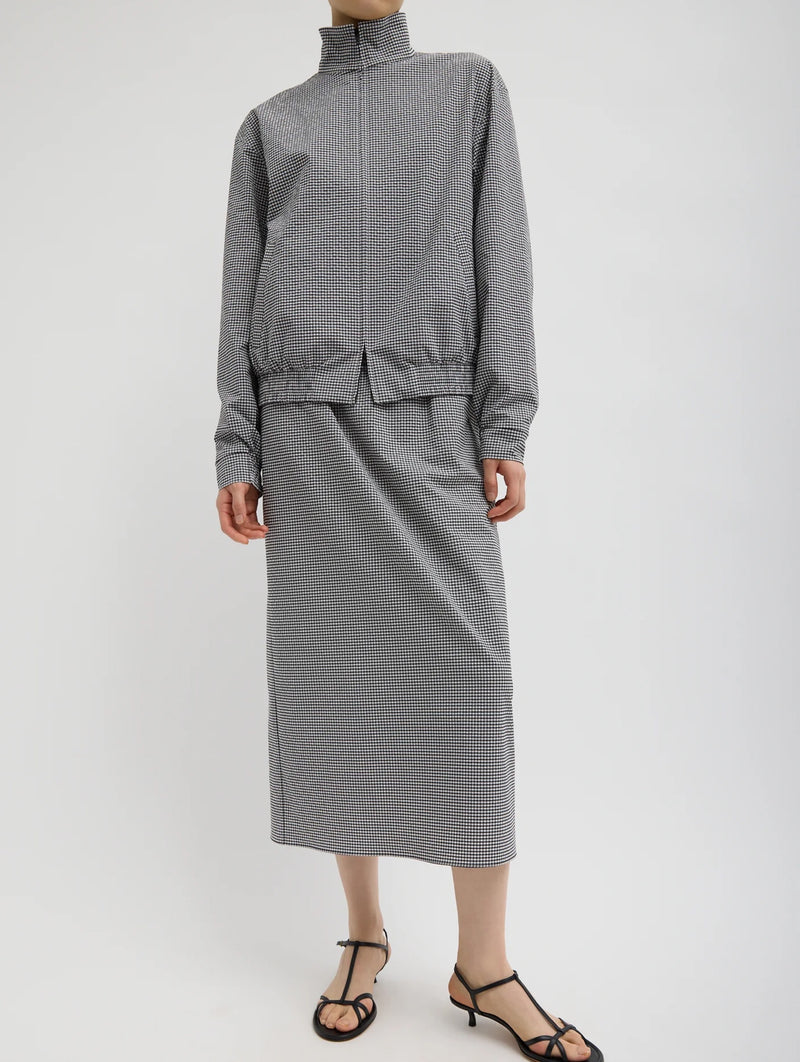 Tech Gingham Slip Skirt in Black and White Gingham