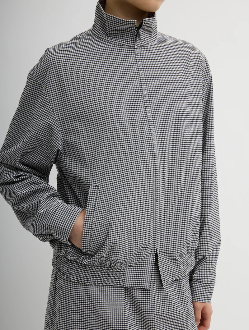Tech Gingham Track Jacket in Black and White Gingham