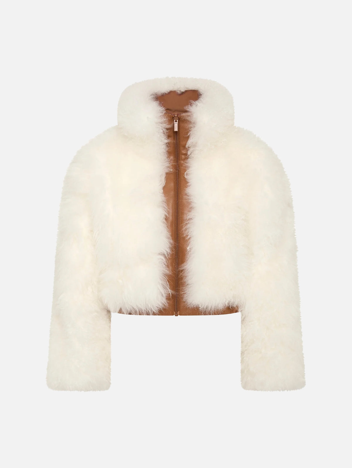 Giovanna Fur Reversible Jacket in Cream and Tan