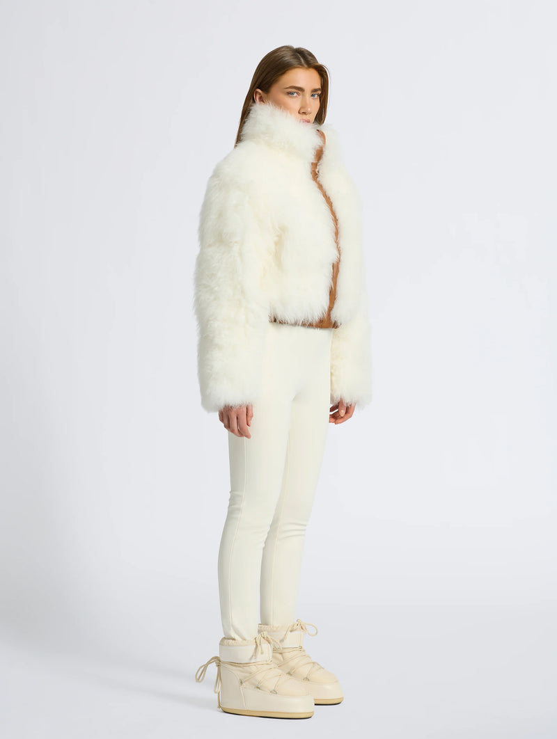 Giovanna Fur Reversible Jacket in Cream and Tan