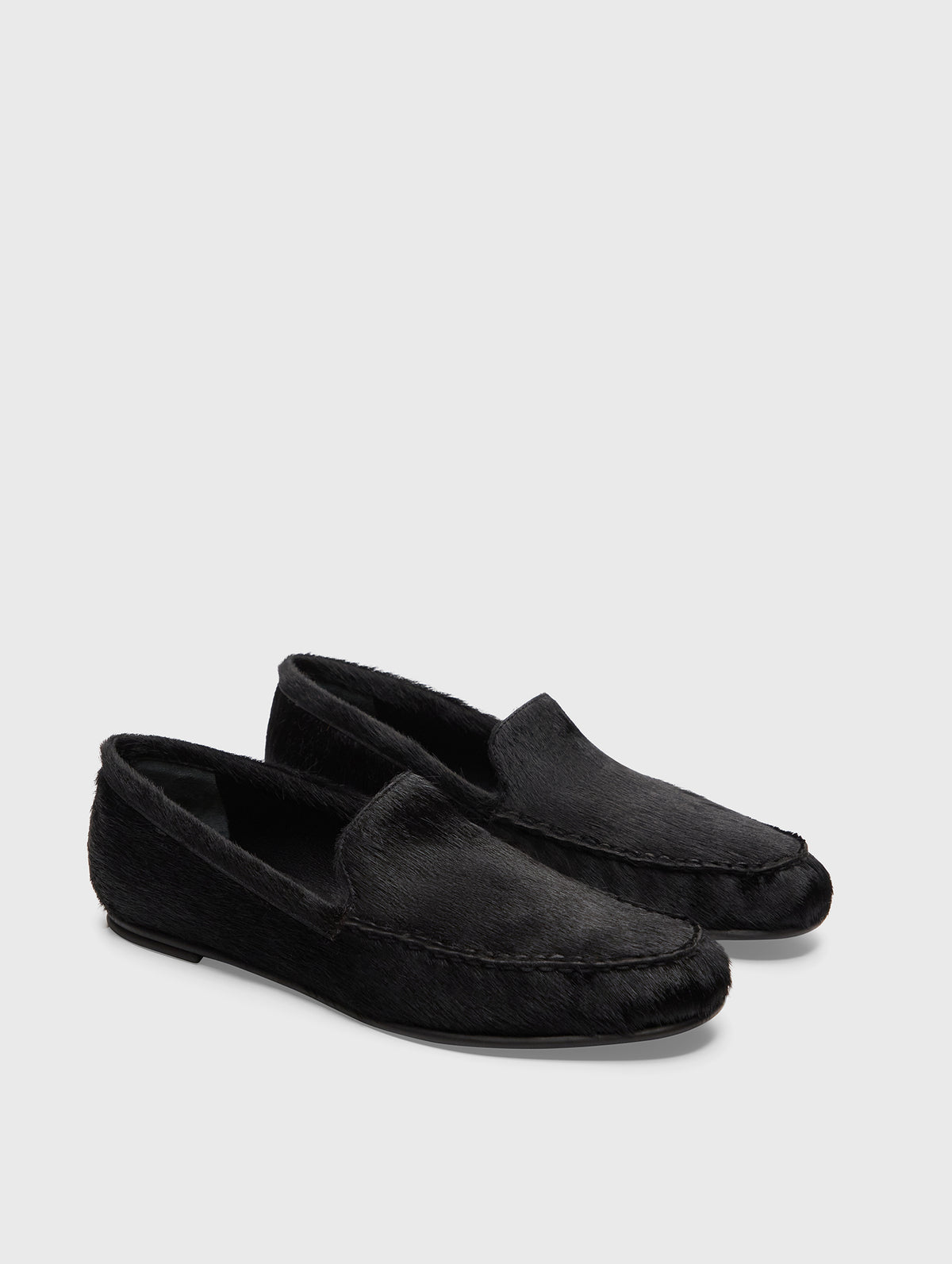 Glenn Pony-effect Leather Loafers in Black