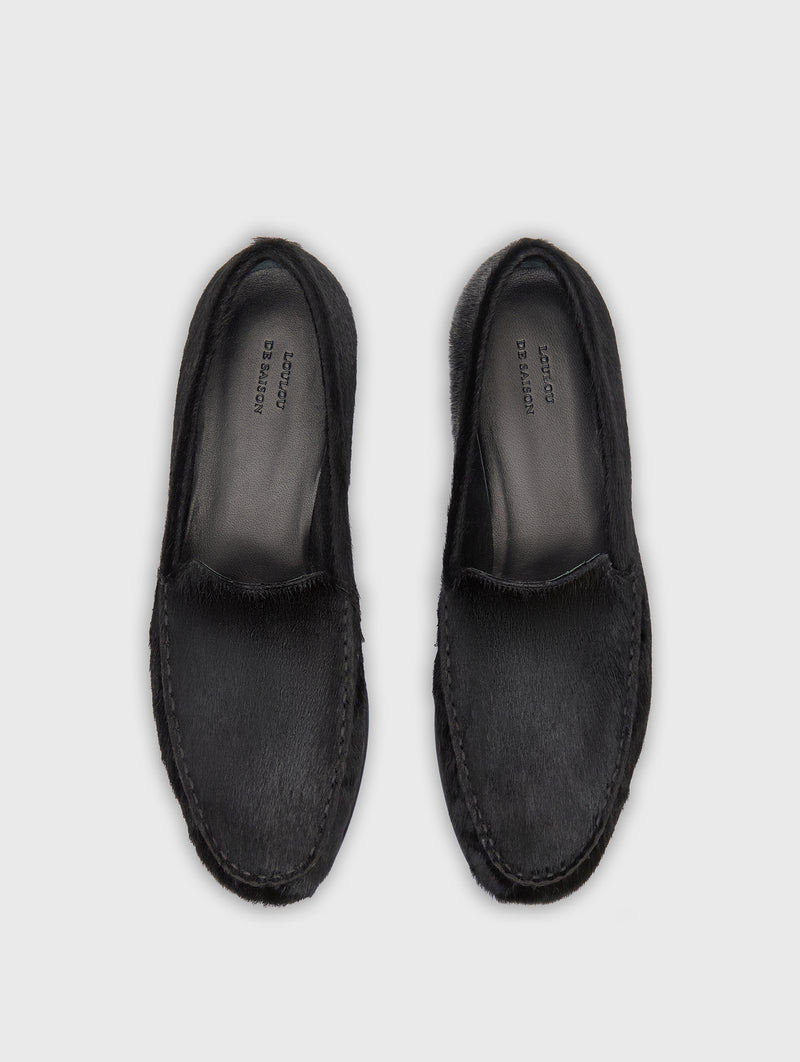 Glenn Pony-effect Leather Loafers in Black