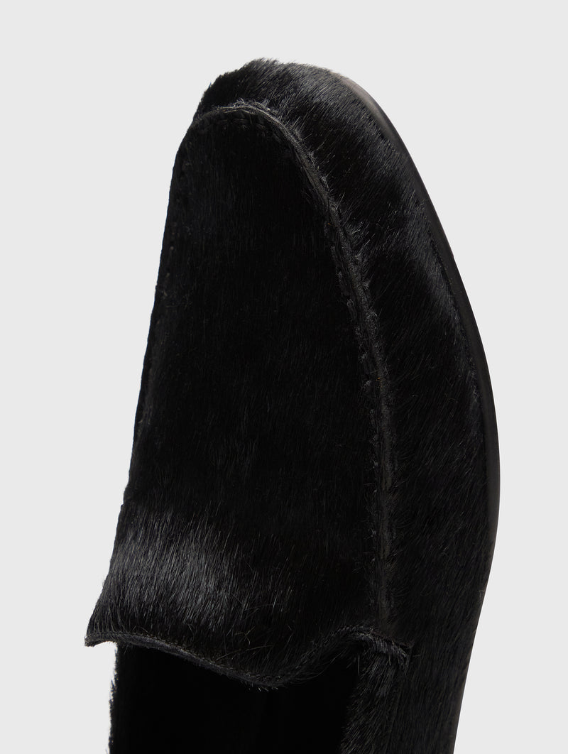 Glenn Pony-effect Leather Loafers in Black