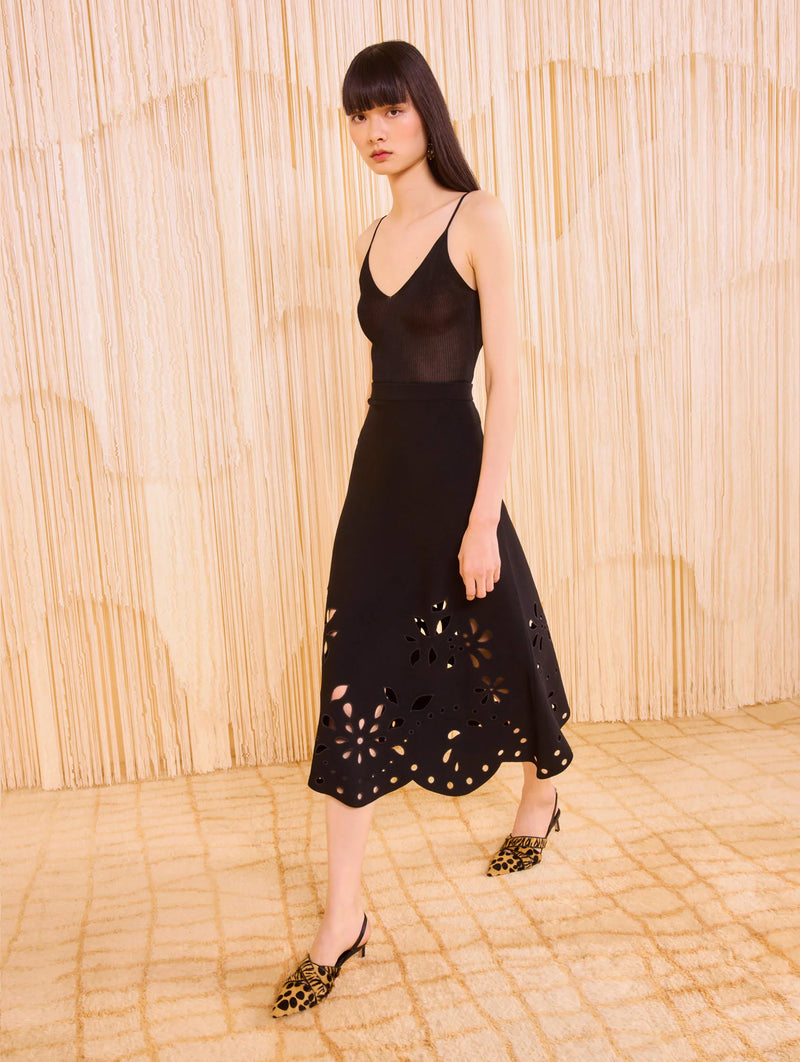 Grace Knit Midi Skirt in Noir