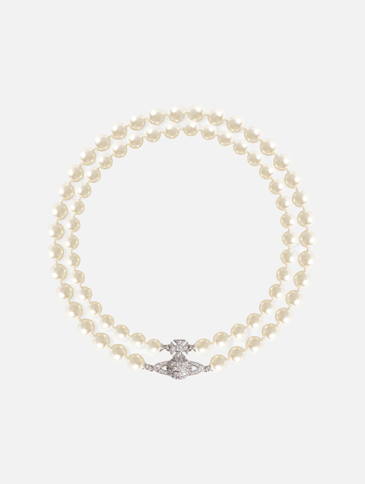 Graziella Pearl Choker in Platinum & White CZ