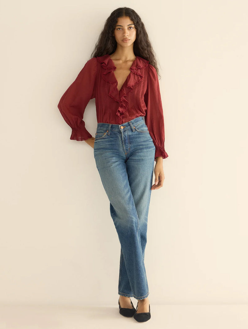 Hardy Cotton Top in Deep Crimson