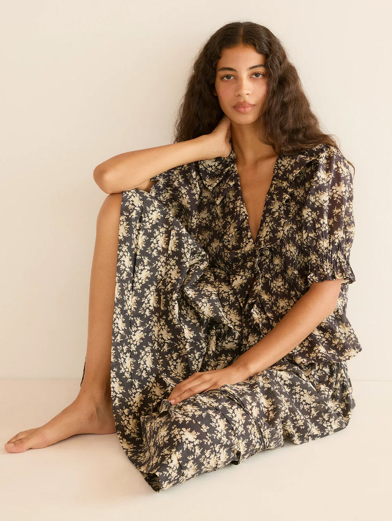 Henri Cotton Top in Noir Rosier Floral