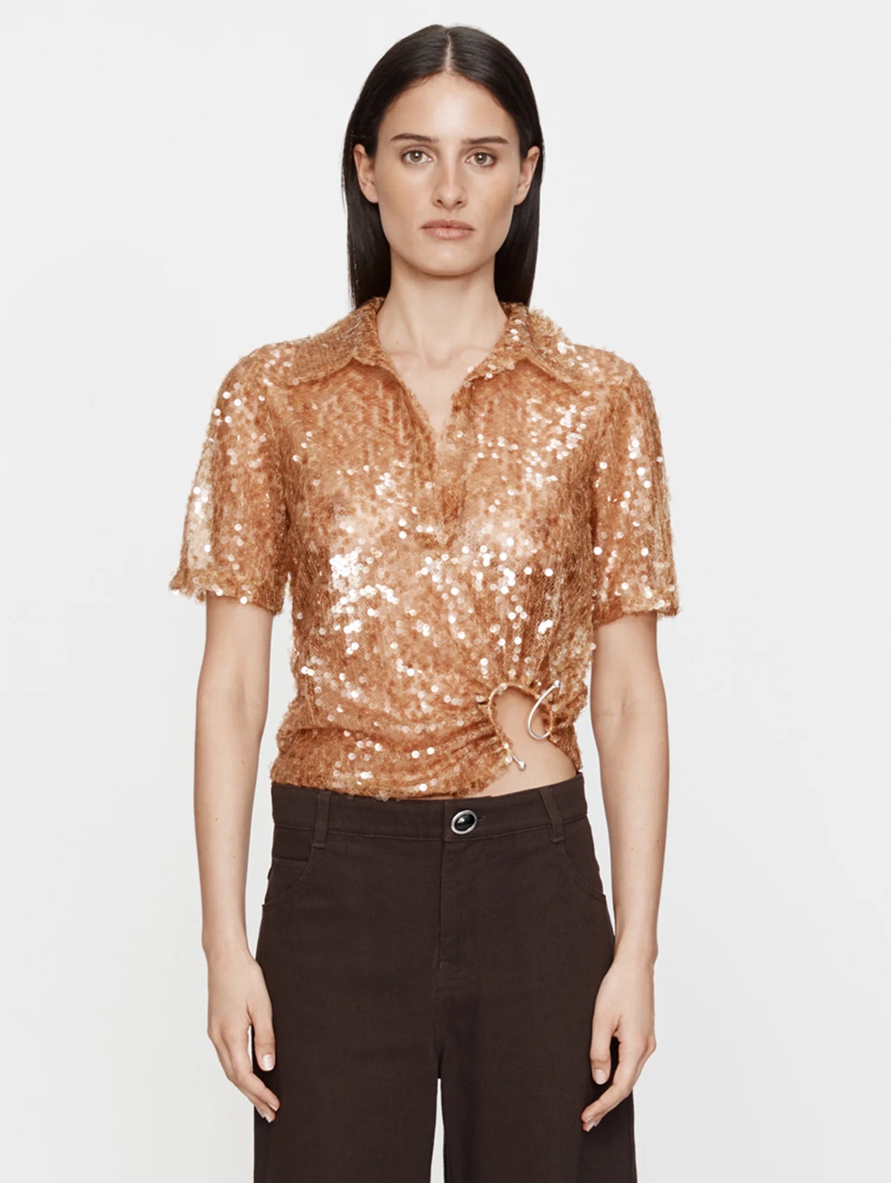 Illuminate Sequin Polo in Amber