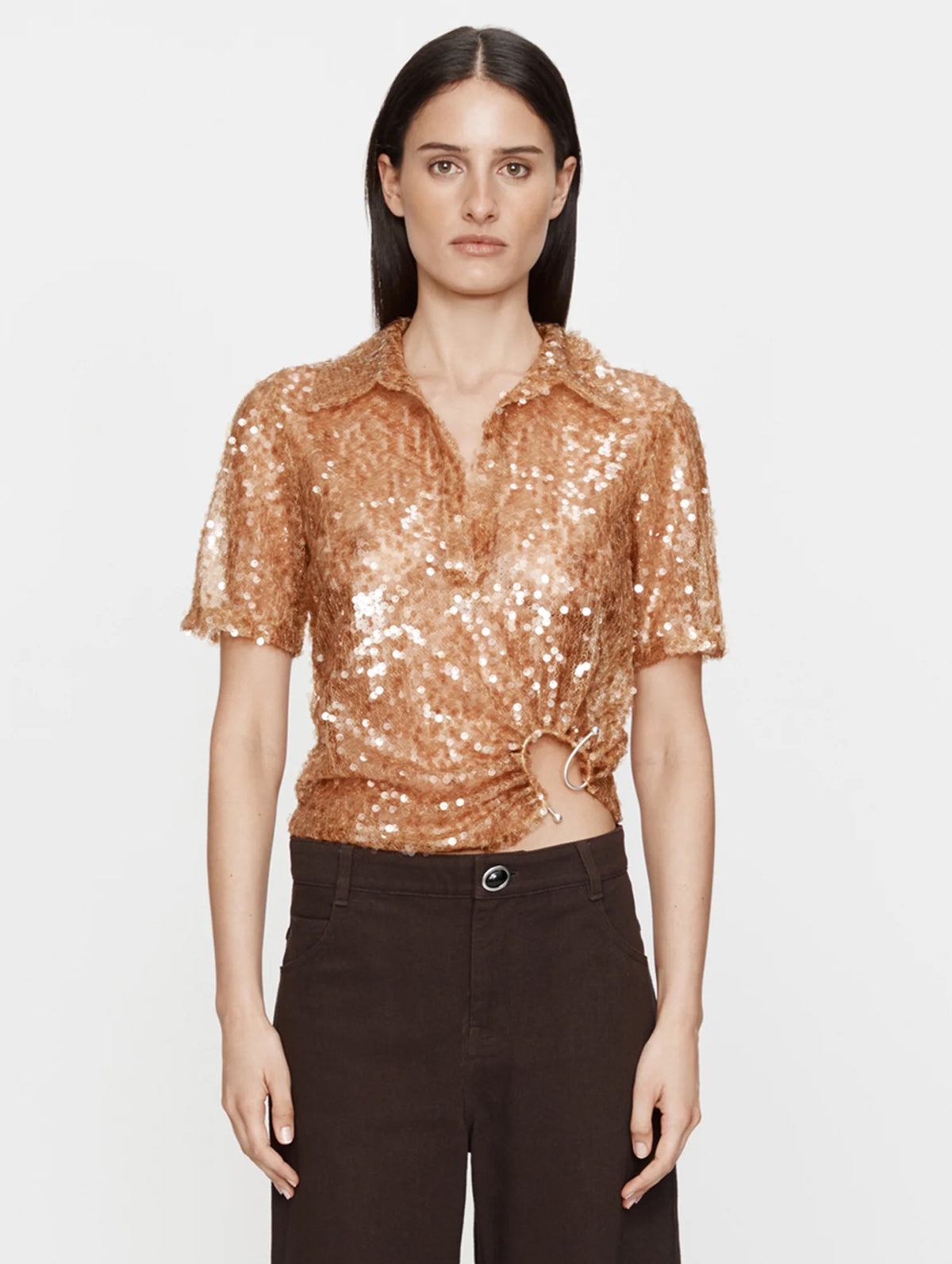Illuminate Sequin Polo in Amber