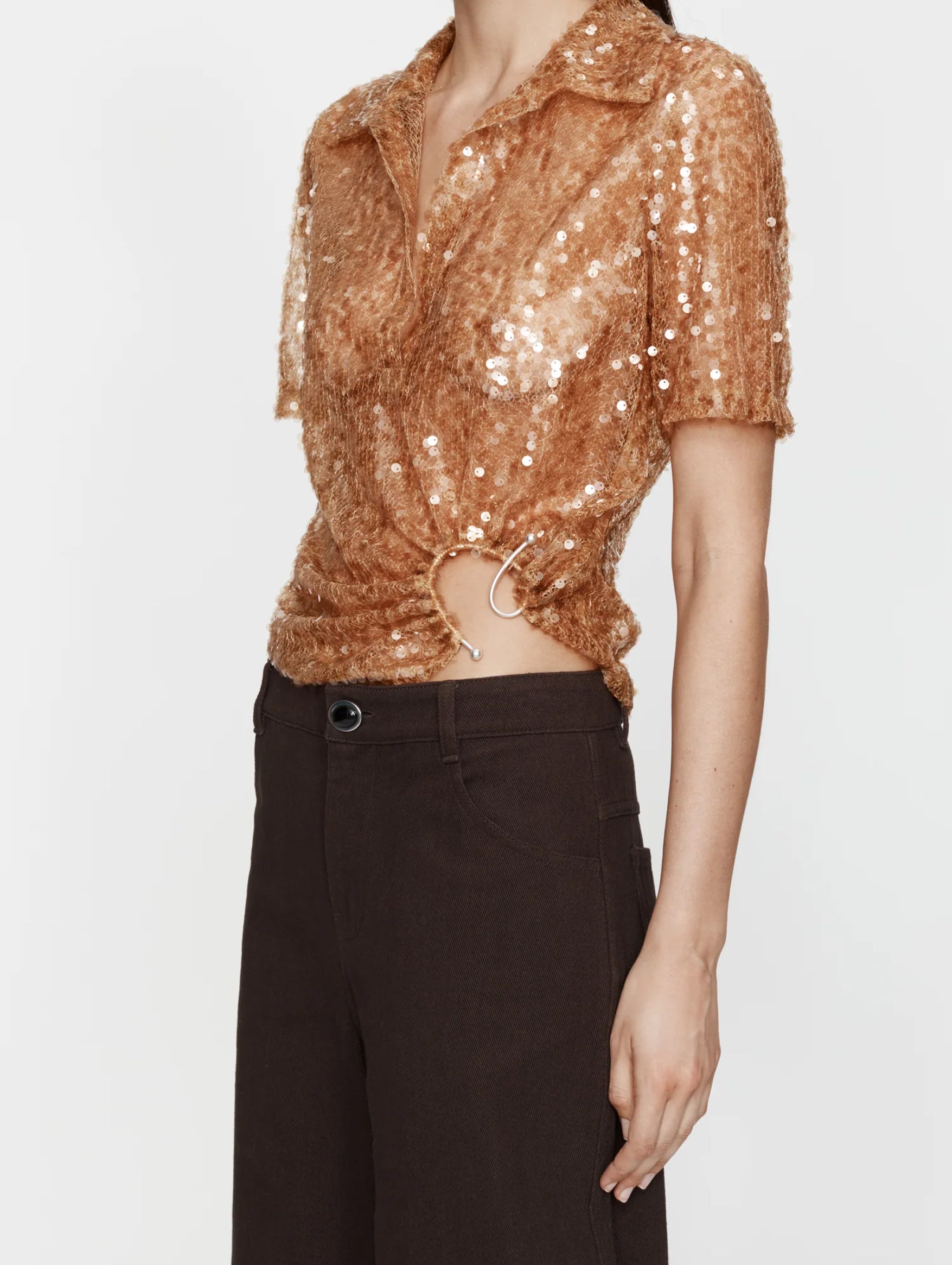 Illuminate Sequin Polo in Amber