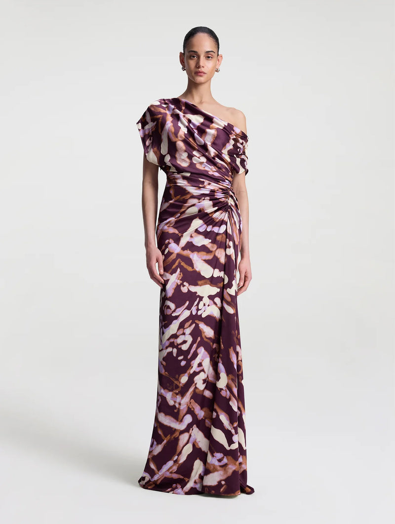 Poppy Satin Gown in Plum