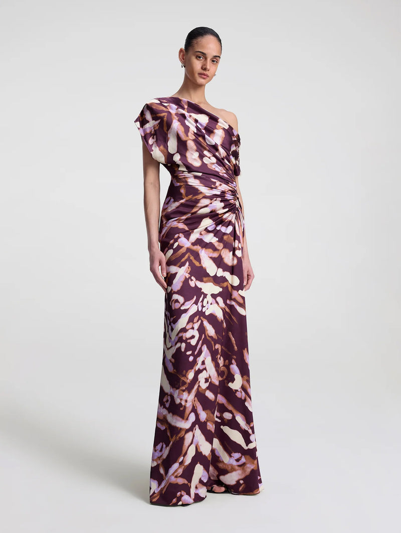 Poppy Satin Gown in Plum