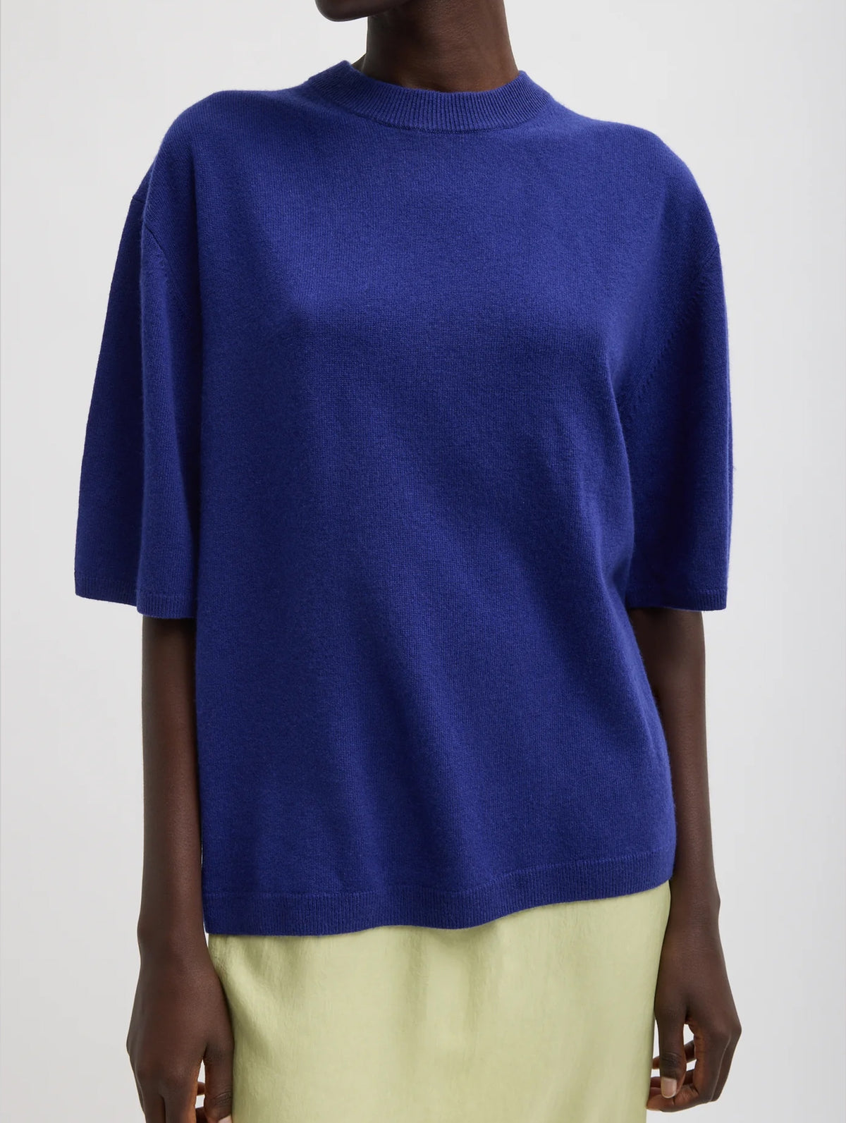 Washable Cashmere Oversized Easy Tee in Ink Blue