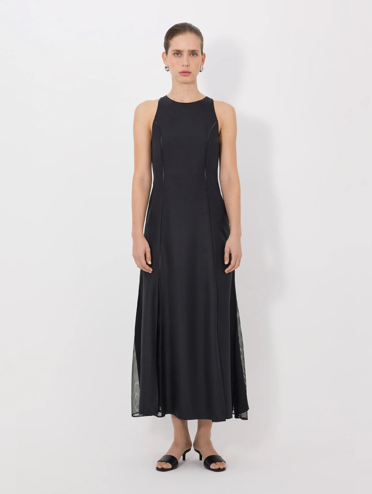 Iraka Silk Detailed Maxi Dress in Black