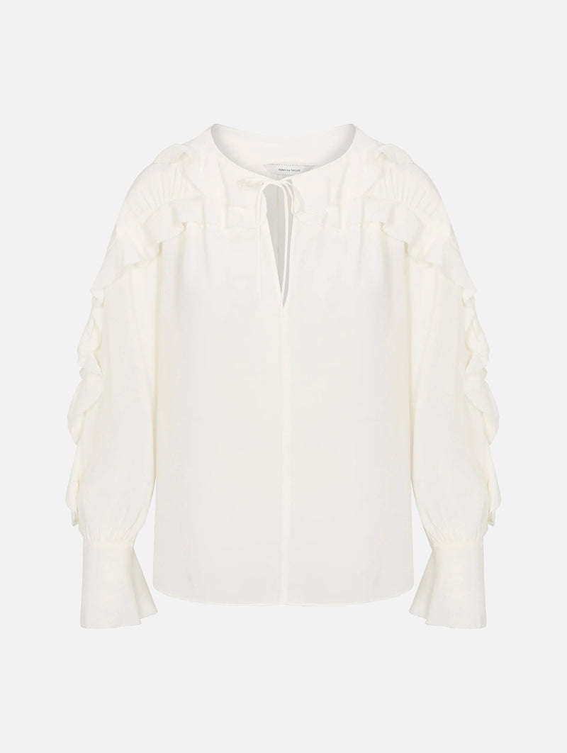 Lilith Ruffle Blouse in Ivory