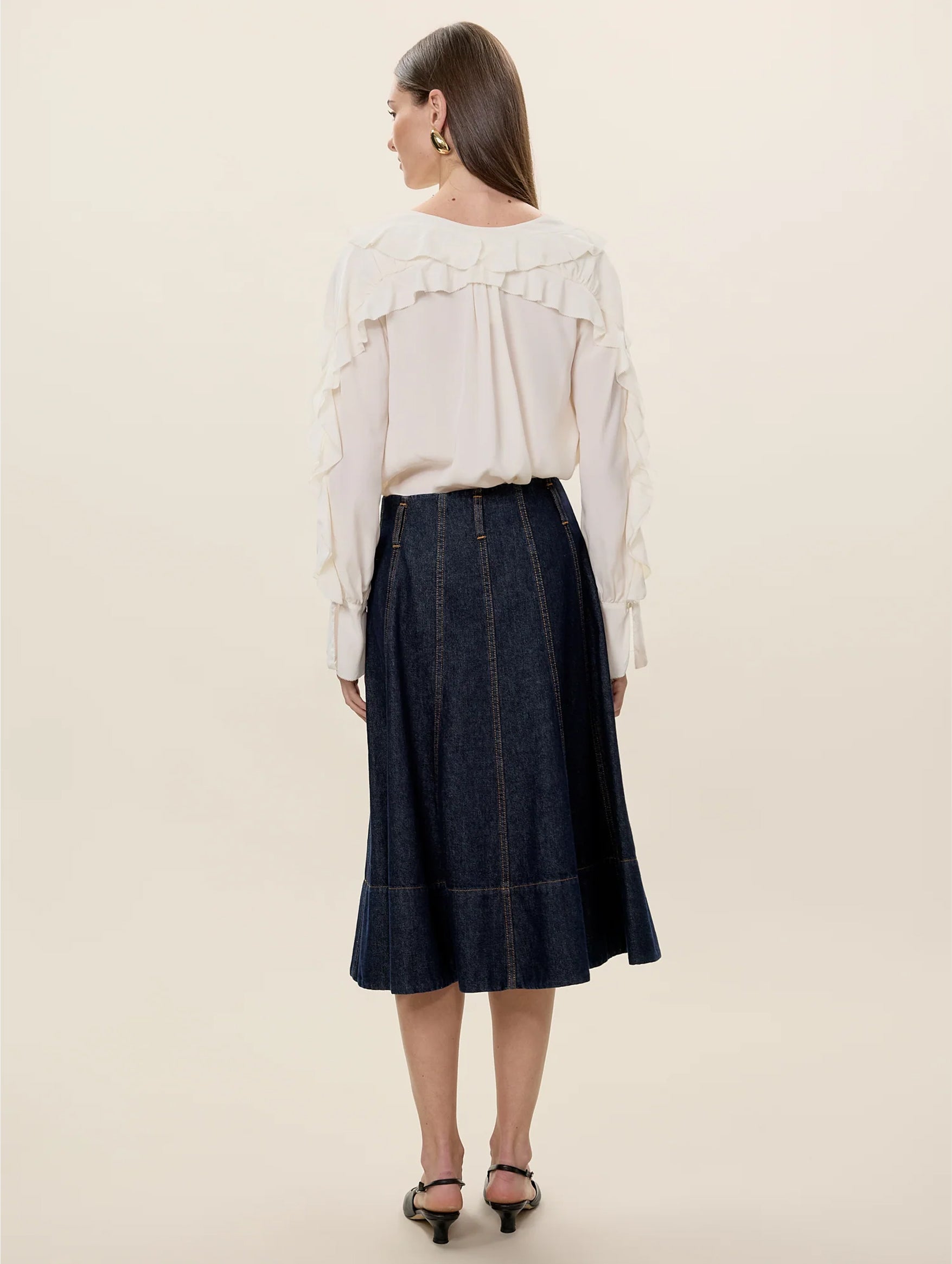 Lilith Ruffle Blouse in Ivory