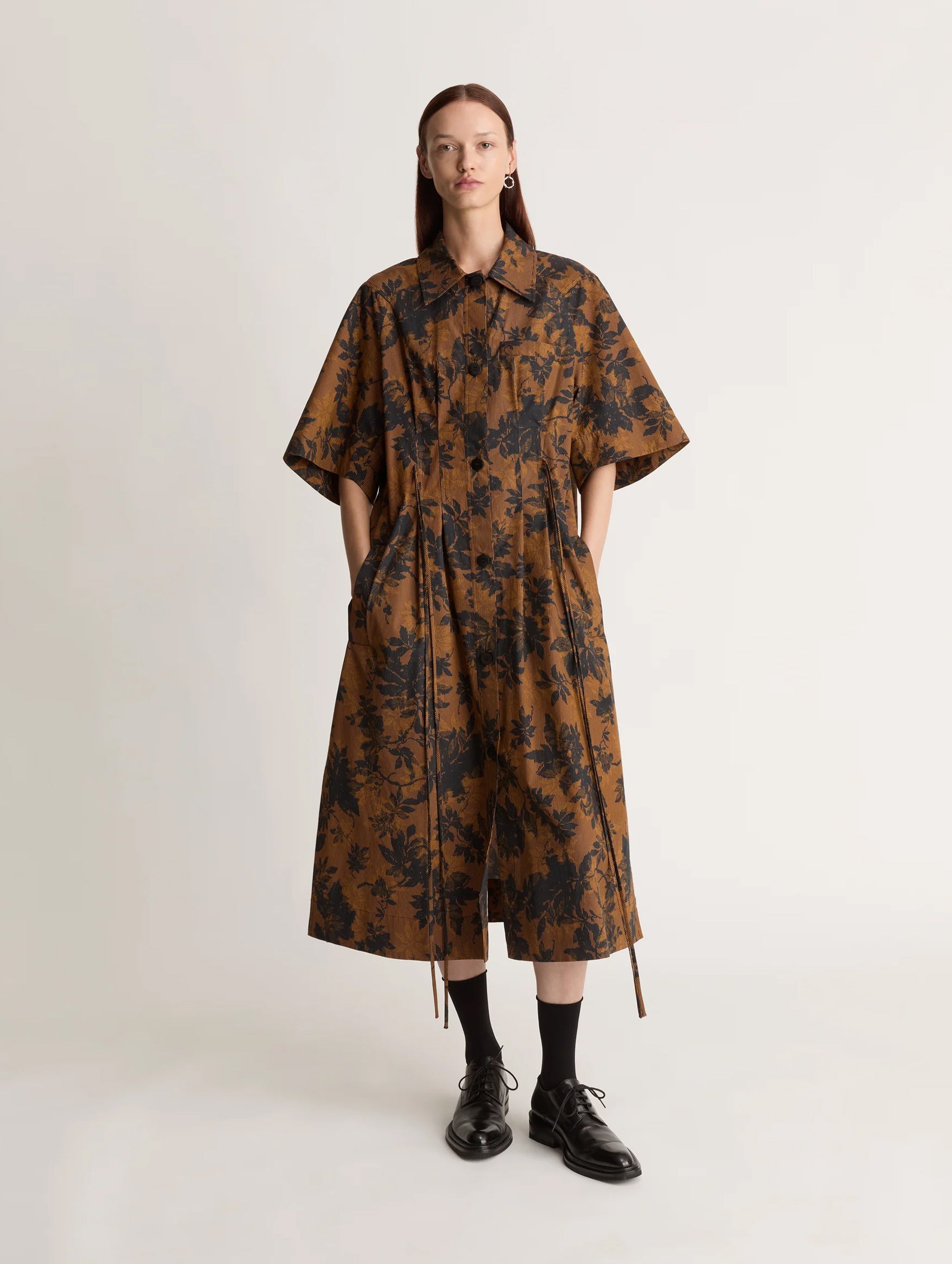 Ivy Cotton Shirt Dress in Copper