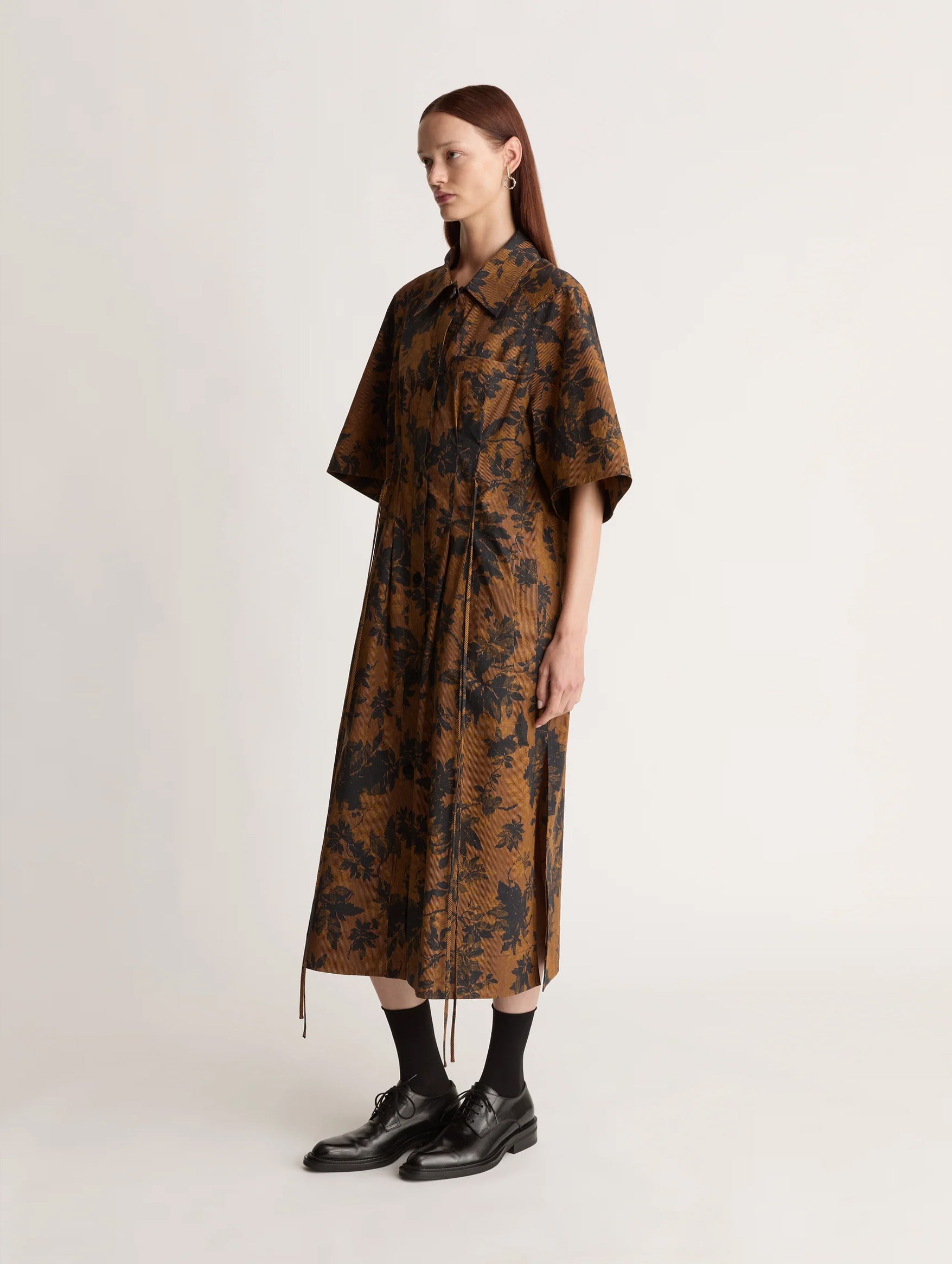 Ivy Cotton Shirt Dress in Copper