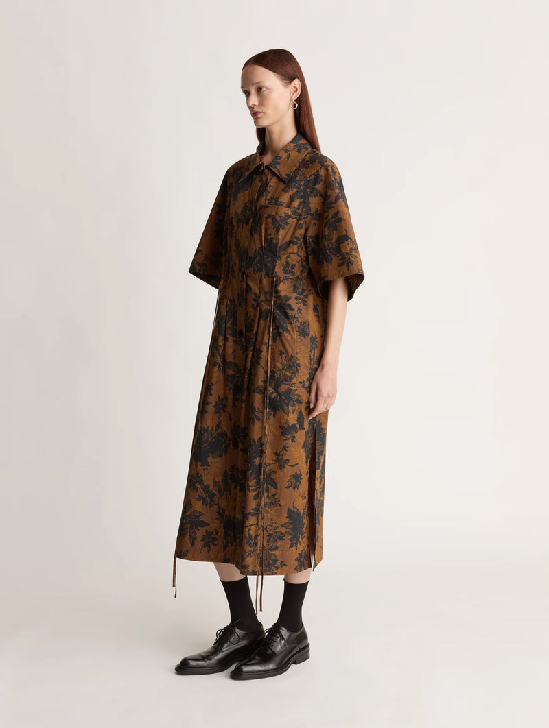 Ivy Cotton Shirt Dress in Copper