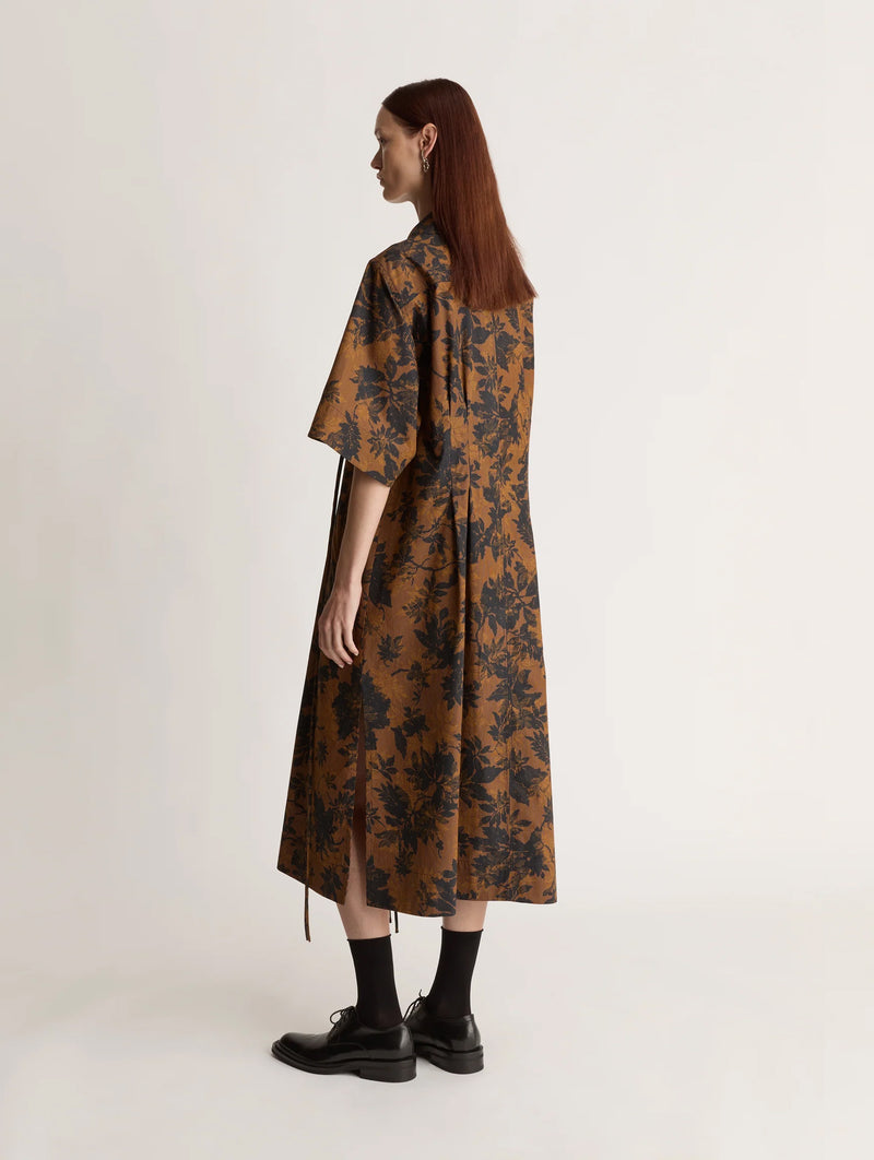 Ivy Cotton Shirt Dress in Copper