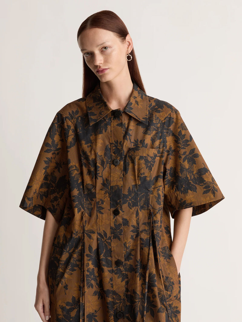 Ivy Cotton Shirt Dress in Copper