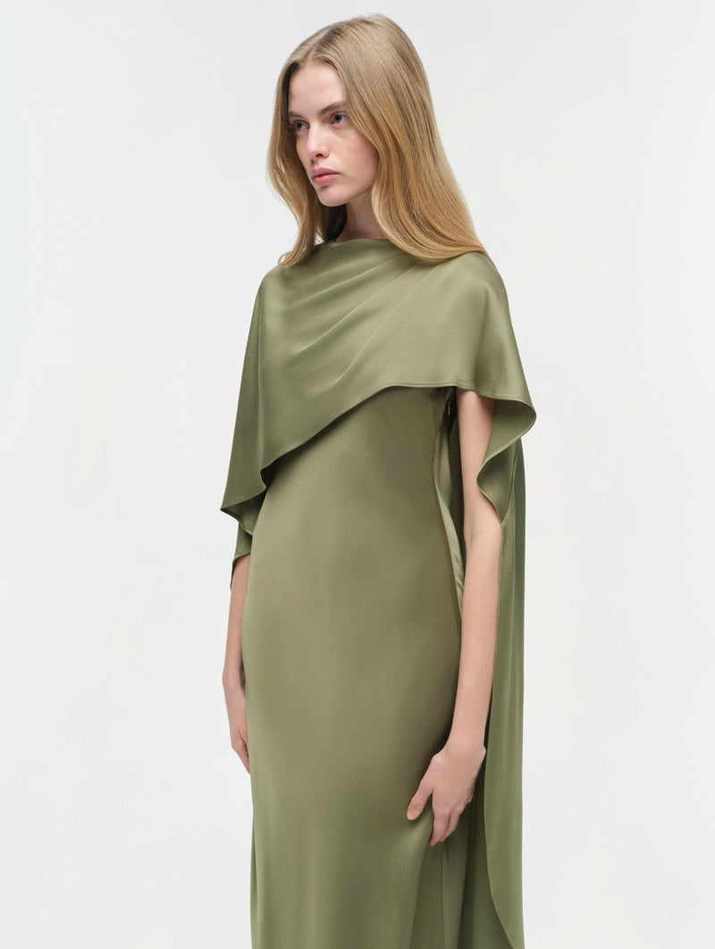 Izel Cape Gown in Olive