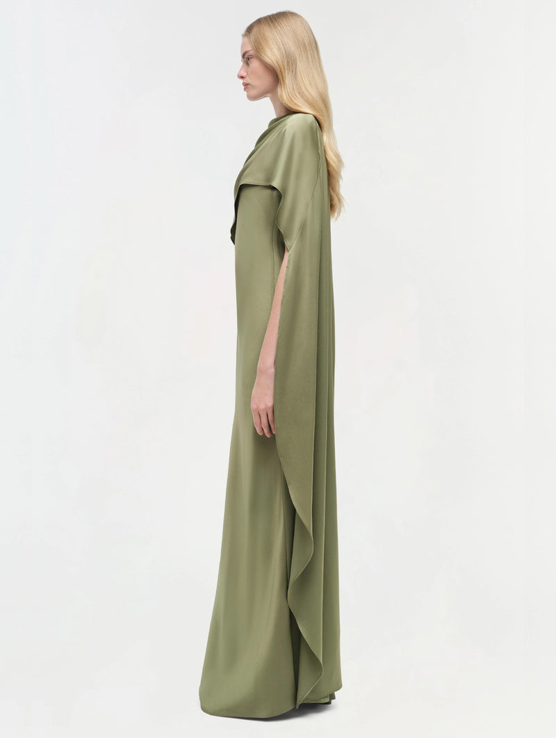 Izel Cape Gown in Olive