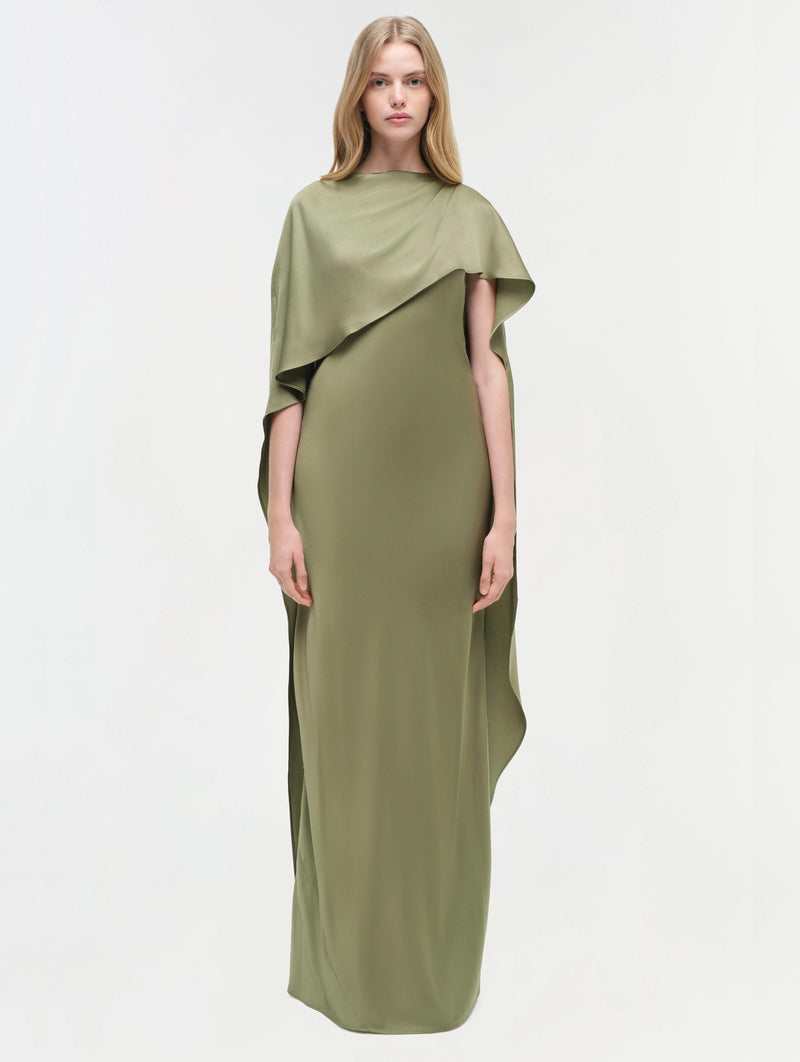Izel Cape Gown in Olive