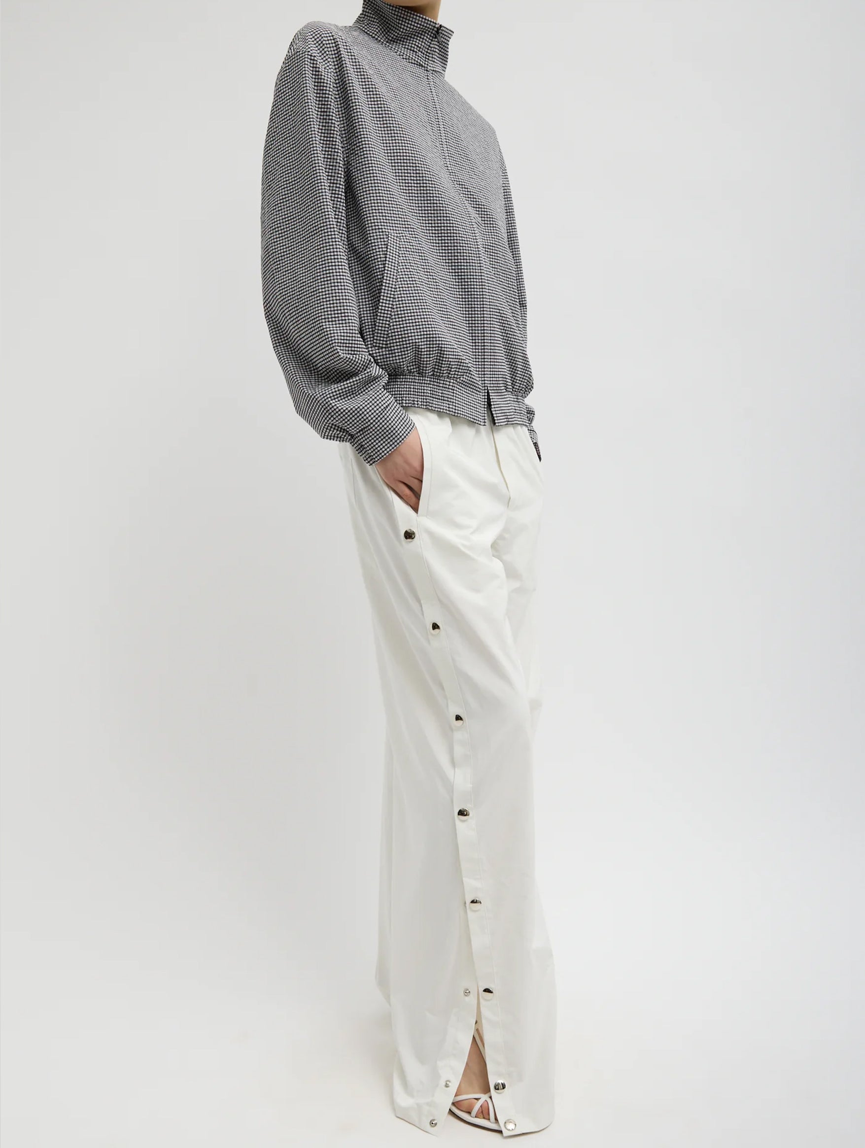 Nylon Snap Pull On Short Jogger in White